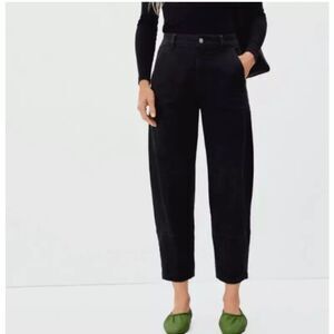 EVERLANE The Utility Barrel Pant 14 Reg Black Twill High Rise Tapered NWT B38